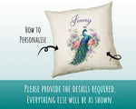 Personalised Peacock Gift Cushion Printed Name Design - Cushion Throw Pillow for Him Her - Animal Bird Lover Gift Idea SMC026