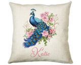 Personalised Peacock Gift Cushion Printed Name Design - Cushion Throw Pillow for Him Her - Animal Bird Lover Gift Idea SMC027