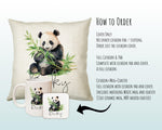 Personalised Panda Gift Cushion Printed Name Design - Cushion Throw Pillow for Him Her - Panda Bear Lover Gift Idea Animal Lover SMC028