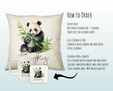 Personalised Panda Gift Cushion Printed Name Design - Cushion Throw Pillow for Him Her - Panda Bear Lover Gift Idea Animal Lover SMC028