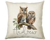 Personalised Owl Cushion Gift Printed Name Design - Cushion Throw Pillow for Him Her - Wild Birds of Prey Lover Gift Idea SMC009