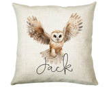 Personalised Owl Cushion Gift Printed Name Design - Cushion Throw Pillow for Him Her - Wild Birds of Prey Lover Gift Idea SMC011