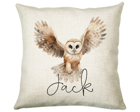 Personalised Owl Cushion Gift Printed Name Design - Cushion Throw Pillow for Him Her - Wild Birds of Prey Lover Gift Idea SMC011