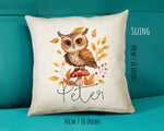 Personalised Owl Cushion Gift Printed Name Design - Cushion Throw Pillow for Him Her - Wild Birds of Prey Lover Gift Idea SMC013