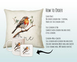 Personalised Robin Gift Cushion Printed Name Design - Cushion Throw Pillow for Him Her - Wild Birds Lover Gift Idea - Little Robin SMC014