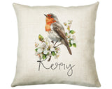 Personalised Robin Gift Cushion Printed Name Design - Cushion Throw Pillow for Him Her - Wild Birds Lover Gift Idea - Little Robin SMC017