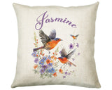 Personalised Robin Gift Cushion Printed Name Design - Cushion Throw Pillow for Him Her - Wild Birds Lover Gift Idea - Little Robin SMC019