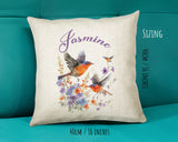 Personalised Robin Gift Cushion Printed Name Design - Cushion Throw Pillow for Him Her - Wild Birds Lover Gift Idea - Little Robin SMC019