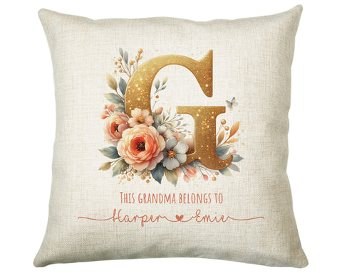 Personalised Grandma Gift Cushion Printed Name Design - Cushion Throw Pillow for Him Her - Nan Nanny Gift Idea from Grandchildren SMC022