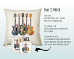 Personalised Guitar Gift Cushion Printed Name Design - Cushion Throw Pillow for Him Her - Guitarist Gift Idea for Band Electric Bass SMC024