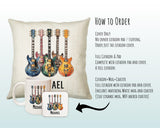 Personalised Guitar Gift Cushion Printed Name Design - Cushion Throw Pillow for Him Her - Guitarist Gift Idea for Band Electric Bass SMC024