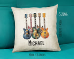 Personalised Guitar Gift Cushion Printed Name Design - Cushion Throw Pillow for Him Her - Guitarist Gift Idea for Band Electric Bass SMC024