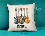 Personalised Guitar Gift Cushion Printed Name Design - Cushion Throw Pillow for Him Her - Guitarist Gift Idea for Band Electric Bass SMC024