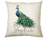 Personalised Peacock Gift Cushion Printed Name Design - Cushion Throw Pillow for Him Her - Animal Bird Lover Gift Idea SMC025