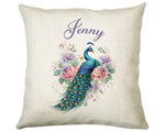 Personalised Peacock Gift Cushion Printed Name Design - Cushion Throw Pillow for Him Her - Animal Bird Lover Gift Idea SMC026