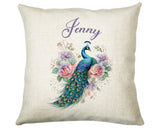 Personalised Peacock Gift Cushion Printed Name Design - Cushion Throw Pillow for Him Her - Animal Bird Lover Gift Idea SMC026