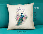 Personalised Peacock Gift Cushion Printed Name Design - Cushion Throw Pillow for Him Her - Animal Bird Lover Gift Idea SMC026