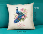 Personalised Peacock Gift Cushion Printed Name Design - Cushion Throw Pillow for Him Her - Animal Bird Lover Gift Idea SMC027