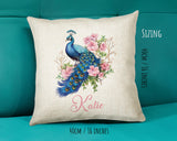 Personalised Peacock Gift Cushion Printed Name Design - Cushion Throw Pillow for Him Her - Animal Bird Lover Gift Idea SMC027