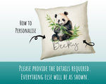 Personalised Panda Gift Cushion Printed Name Design - Cushion Throw Pillow for Him Her - Panda Bear Lover Gift Idea Animal Lover SMC028