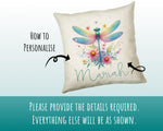 Personalised Dragonfly Gift Cushion Printed Name Design - Cushion Throw Pillow for Him Her - Dragonfly Gift Idea for Nature Lover SMC038