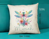 Personalised Dragonfly Gift Cushion Printed Name Design - Cushion Throw Pillow for Him Her - Dragonfly Gift Idea for Nature Lover SMC038