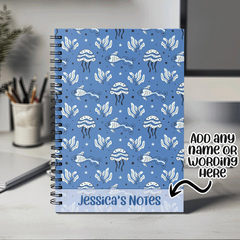 Sealife Marine Fish Gift Personalised Notebook with Any Name or Message - Nautical Sea Theme - A5 Lined Spiral Notebook for Teachers NBK043