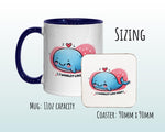 Kawaii Whale Valentines Day Gift for Boyfriend Husband - Custom Wedding Anniversary Coffee Mug for Couples - 11oz Ceramic SV0026