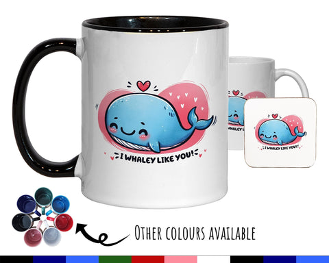 Kawaii Whale Valentines Day Gift for Boyfriend Husband - Custom Wedding Anniversary Coffee Mug for Couples - 11oz Ceramic SV0026