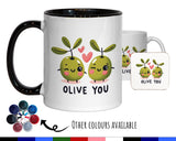 Kawaii Olive You Valentines Day Gift for Boyfriend Husband - Custom Wedding Anniversary Coffee Mug for Couples - 11oz Ceramic SV0025