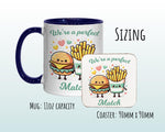 Kawaii Burger & Fries Valentines Day Gift for Boyfriend Husband - Perfect Match Custom Wedding Anniversary 11oz Coffee Mug for Couples SV015