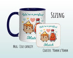 Kawaii Pancake & Syrup Valentines Day Gift for Boyfriend Husband - Perfect Match Custom Wedding Anniversary 11oz Coffee Mug for Couple SV010
