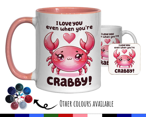 Valentines Day Gift for Boyfriend Girlfriend Husband - Crabby Crab Grumpy Partner Wedding Anniversary 11oz Coffee Mug for Couples SV001