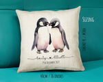 Personalised 2nd Anniversary Penguin Cotton Gift Cushion Two Years Custom Design Gift Valentines Present - Wedding Cushion Pillow SV0027