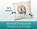 Personalised 2nd Anniversary Owls Cotton Gift Cushion Two Years Custom Design Gift Valentines Present - Wedding Cushion Pillow Couple CSV029