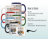 Personalised Guitar Mug Gift - Great Gift for Guitarists - Electric Guitarist Mug - Musician Gifts for Men - Watercolour Band Design SMM024