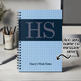 Monogrammed Initial Notebook Gift - Personalised Birthday Notebook for Her for Him - Petrol Blue Contrasting Colour Design NBK094