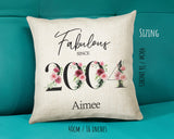 21st Birthday Gift for Women - Personalised 2004 Birthday Cushion Age 21 Gift for Her Lady Floral Design Daughter Sister Twenty One BNC21C
