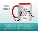 50th Birthday Gift for Women - Fabulous Since 1975 Personalised Coffee Mug Coaster Age 50 Gift for Her - Ladies Floral Design Mum BNC50M