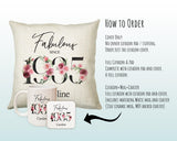 90th Birthday Gift for Women - Personalised 1935 Birthday Cushion Age 90 Gift for Her - Ladies Floral Age Design Mum Nan Gran Ninety BNC90C