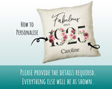 100th Birthday Gift for Women - Personalised 1925 Birthday Cushion Age 100 Gift for Her - Ladies Floral Design Mum Nan Gran Hundred BNC100C