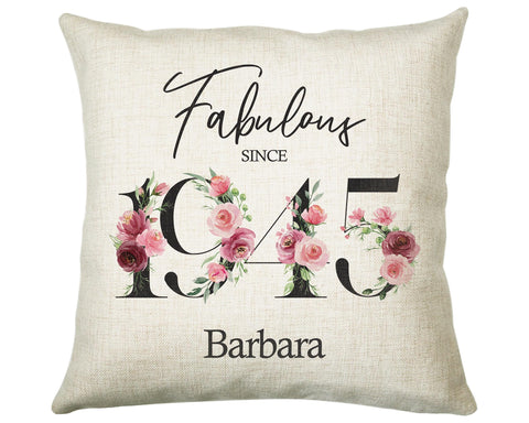 80th Birthday Gift for Women - Personalised 1945 Birthday Cushion Age 80 Gift for Her - Ladies Floral Age Design Mum Nan Gran Eighty BNC80C