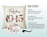 80th Birthday Gift for Women - Personalised 1945 Birthday Cushion Age 80 Gift for Her - Ladies Floral Age Design Mum Nan Gran Eighty BNC80C