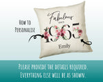 60th Birthday Gift for Women - Personalised 1965 Birthday Cushion Age 60 Gift for Her - Ladies Floral Age Design Mum Nan Gran Sixty BNC60C