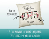 50th Birthday Gift for Women - Personalised 1975 Birthday Cushion Age 50 Gift for Her - Ladies Floral Design Mum Nan Sister Fifty BNC50C