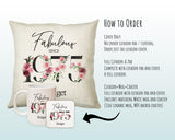 50th Birthday Gift for Women - Personalised 1975 Birthday Cushion Age 50 Gift for Her - Ladies Floral Design Mum Nan Sister Fifty BNC50C