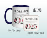 100th Birthday Gift for Women - Wonderful Since 1925 Personalised Coffee Mug Coaster 100 Gift for Her Ladies Floral Design Nan Gran BND100M