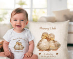 First Mothers Day Gift Personalised Present - Fluffy Duck Design Babygrow Tee Vest Gift for New Mums - Duck Design Matching Cushion SMC011