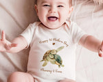 First Mothers Day Gift Personalised Present - Turtle Design Babygrow Tee Vest Gift for New Mum Gift from Baby Print Matching Cushion SMC009