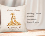 First Mothers Day Gift Personalised Present - Giraffe Design Babygrow Tee Vest Gift for Watercolour Wild Animals - Matching Cushion SMC007